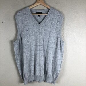 Norm Thompson Classic Sweater Vest Mens XL Grey 100% Cotton V Neck Pullover Golf